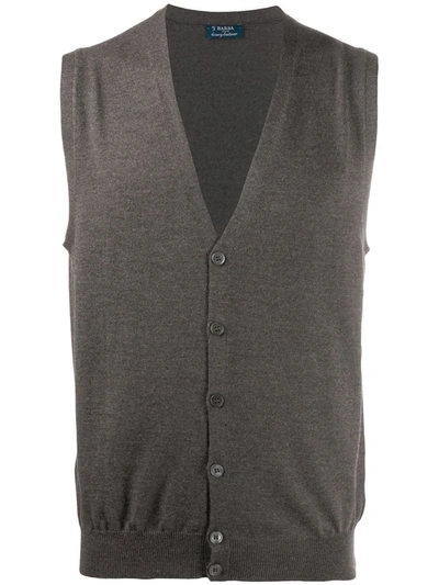 Barba Rib-trimmed Knitted Vest In Grey