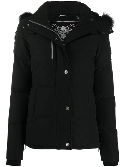 Moose Knuckles Quilted Hooded Jacket In Black