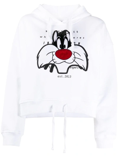 Moa Master Of Arts Sylvester Patch Cropped Hoodie In White