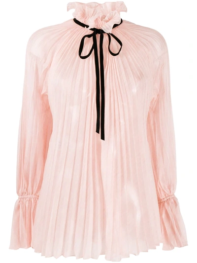 Philosophy Di Lorenzo Serafini Pleated Ruffle-neck Blouse In Pink