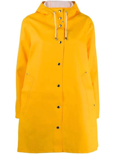 Stutterheim Fitted Hooded Raincoat In Yellow