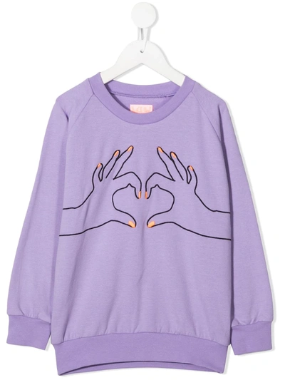 Wauw Capow Kids' Love Embroidered Sweatshirt In Purple