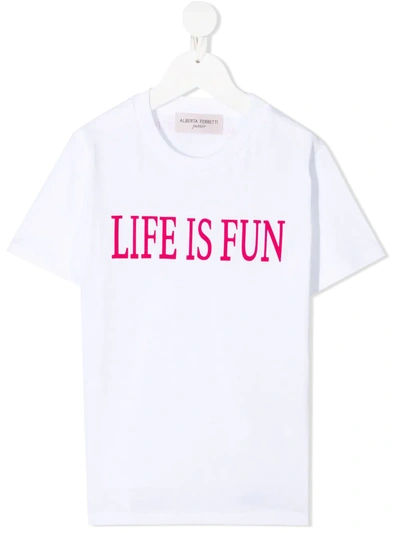 Alberta Ferretti Kids' Slogan Print T-shirt In Bianco