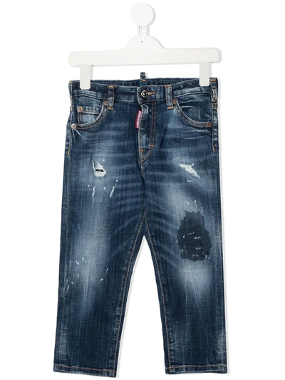 Dsquared2 Kids' Distressed Look Jeans In Blue