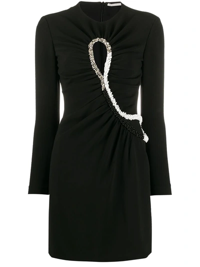 Stella Mccartney Leah Embellished Cutout Long Sleeve Minidress In Black