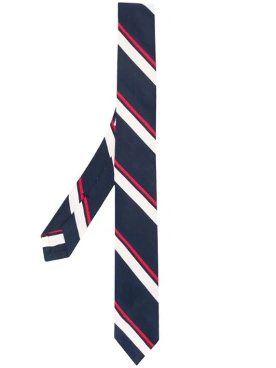 Thom Browne 5cm Jacquard Stripe Silk & Cotton Tie In Blue