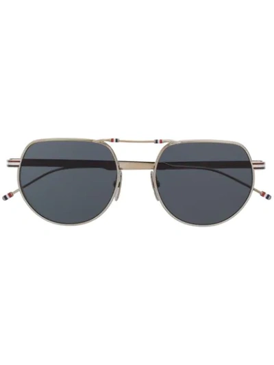 Thom Browne Hingeless Pilot-frame Sunglasses In Silver