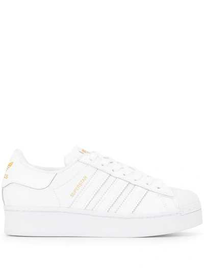 Adidas Originals Superstar Bold Leather Sneakers In White,gold