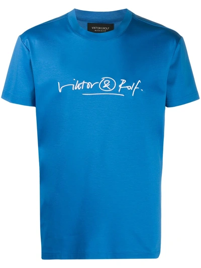Viktor & Rolf Signature Logo Print T-shirt In Blue