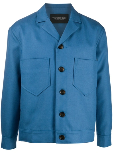 Viktor & Rolf Fitted Single Breasted Jacket In Blue