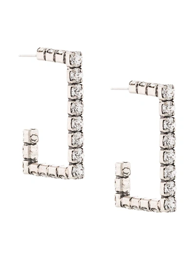 Dannijo Archer Swarovski Crystal Square Hoop Earrings In Silver