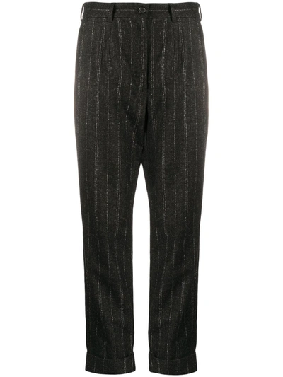 Dolce & Gabbana Pinstripe Cropped Trousers In Black