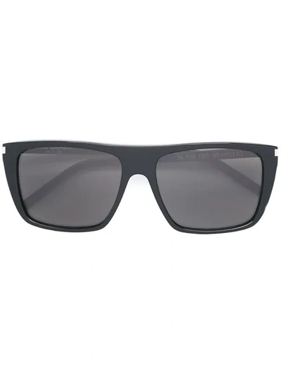Saint Laurent 'sl 156/f' Acetate Flat Top Sunglasses In Black