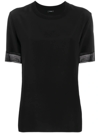 Joseph Lightweight Semi-sheer Trim T-shirt In Black