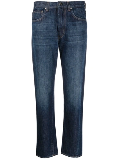 Totême High-waisted Cropped Jeans In Dark Blue