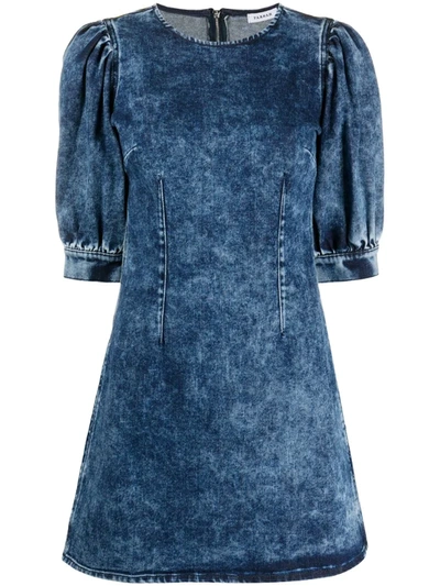P.a.r.o.s.h Denim Mini Dress With Puff Sleeves In Blue
