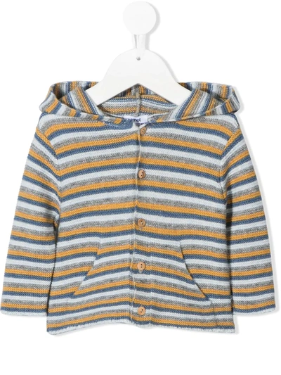 Knot Babies' Iro Striped Knit Hoodie In Blue
