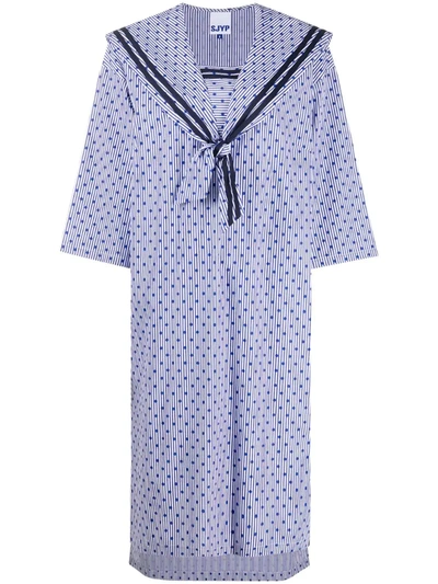 Sjyp Polka-dot Sailor Dress In Blue