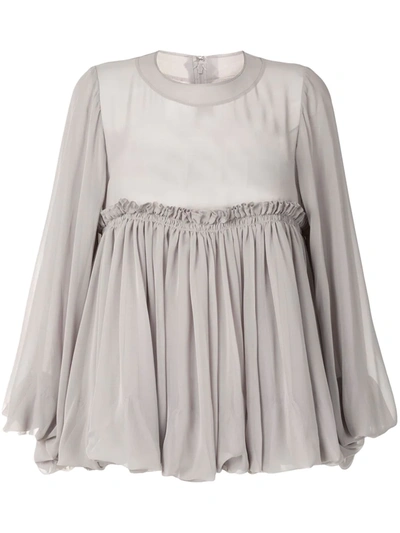 Comme Des Garçons Ruffle Detail Blouse In Grey