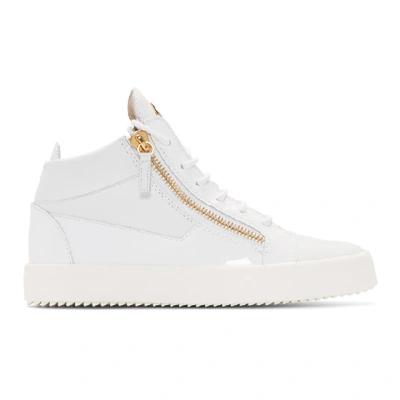 Giuseppe Zanotti Kriss Mid-top Leather Sneakers In White