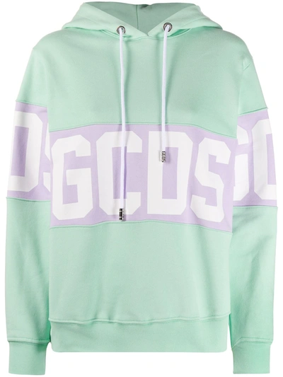 Gcds Pastel Green Woman Hoodie With Logoed Band