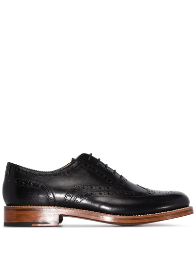 Grenson Black Rose Patent Leather Brogue Shoes