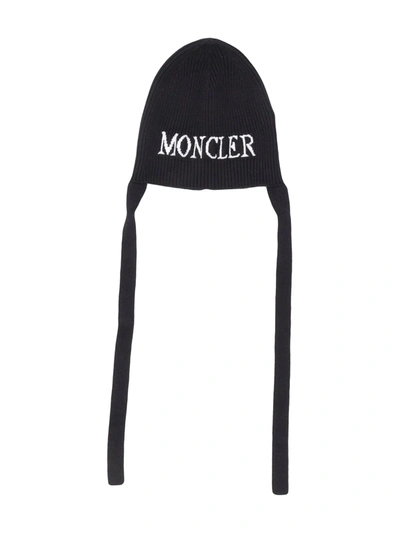 Moncler Babies' Ribbed-knit Logo Beanie In Black