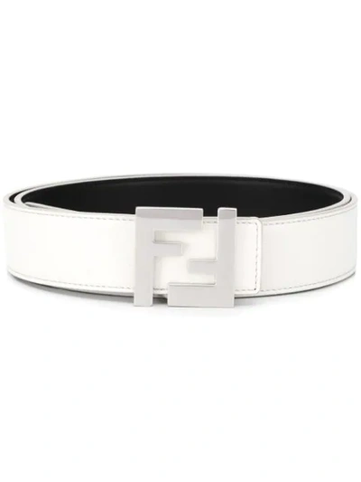 Fendi Ff Reversible Belt In White