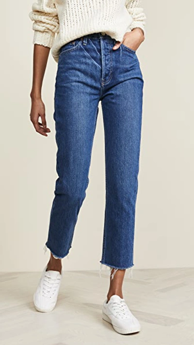 Trave Gia High Waist Ankle Straight Leg Jeans In Borrowed Time