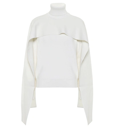 Givenchy Women's Wool-blend Turtleneck Cape Sweater In White