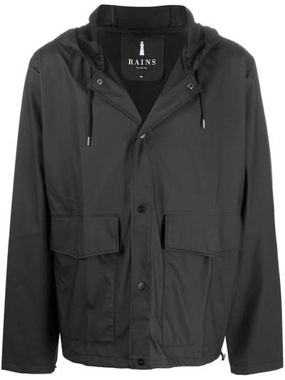 Rains Double Pocket Short Raincoat In Black