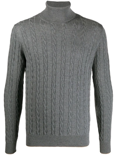 Eleventy Cable-knit Wool Jumper In Grey