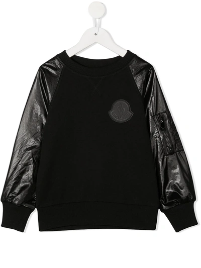 Moncler Kids' Contrast Crew Neck Sweatshirt In Black