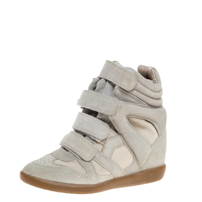 Pre-owned Isabel Marant Grey Suede Bekett Wedge Sneakers Size 37