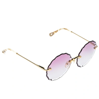 Pre-owned Chloé Gold /pink Gradient Ce142s Rosie Flower Sunglasses