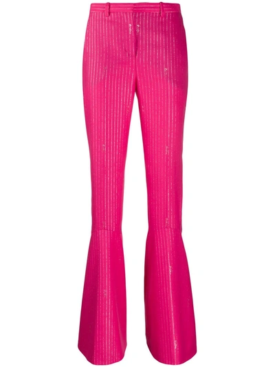 Versace Pinstripe Flared Trousers In Pink