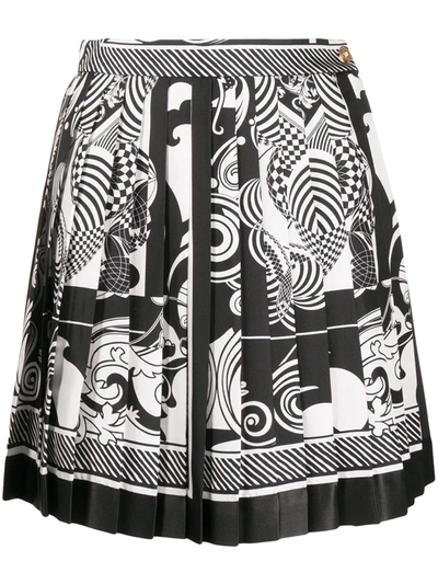 Versace Filigree Pleated Skirt In White