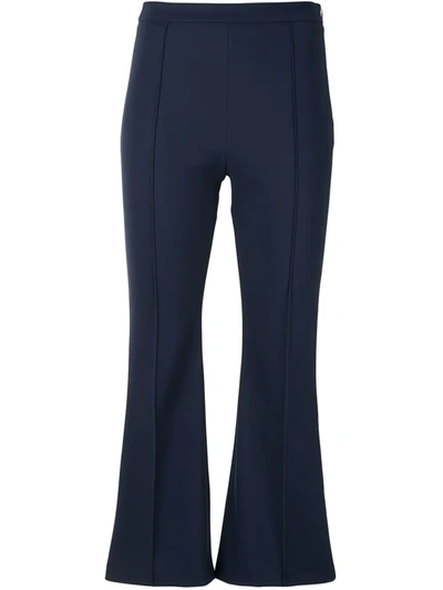 Adam Lippes Cotton Crepe Flared Trousers In Black