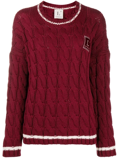 L'autre Chose Cable Knit Jumper In Red