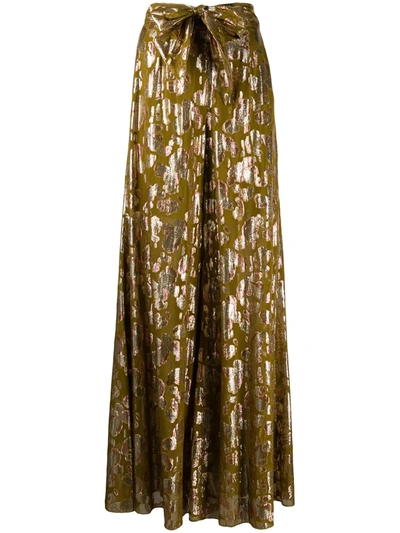 L'autre Chose Abstract-print Flared Trousers In Green