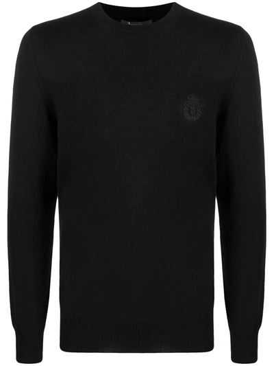 Billionaire Crest Embroidery Merino Wool Jumper In Black