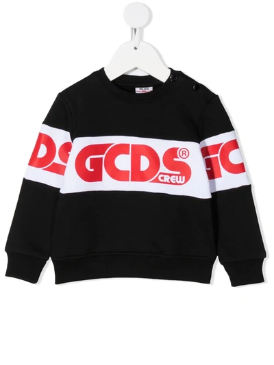 Gcds Babies' Logo Colour-block Sweatshirt In Black