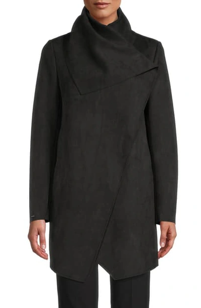 Anne Klein Drape Front Topper Jacket In Anne Black