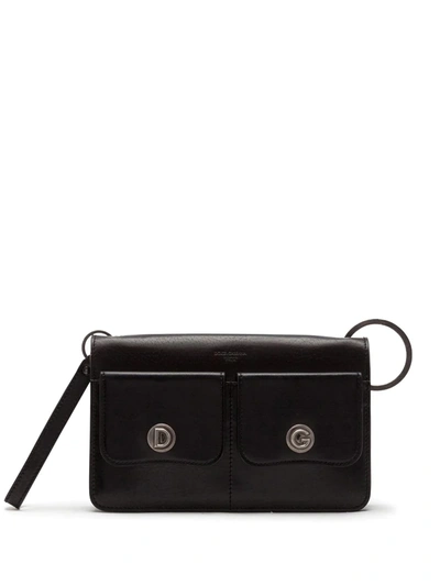 Dolce & Gabbana Logo-embossed Crossbody Leather Bag In Black