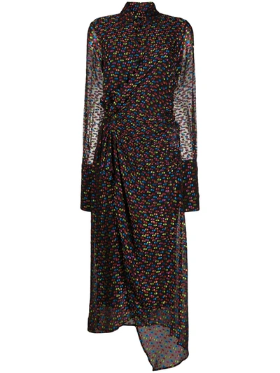 Attico Sheer Panel Wrap Dress In Black