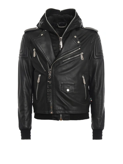 Philipp Plein Statement Leather Jacket In Black