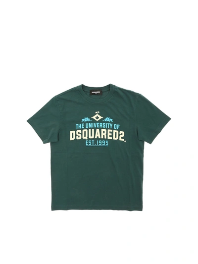 Dsquared2 Kids' The University Dsquared 2 Print T-shirt In Green