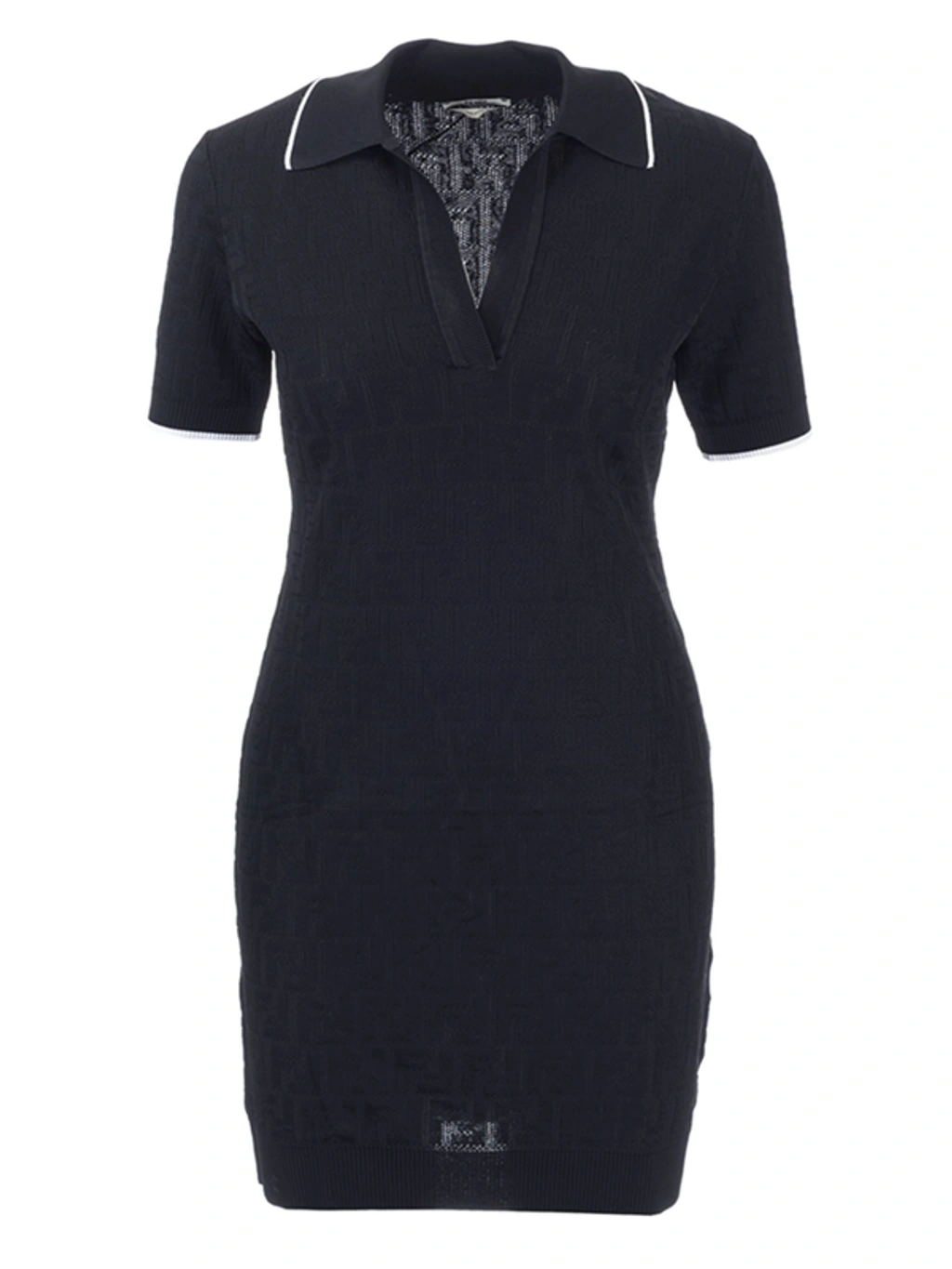 Fendi Inlaid Ff Logo Mini Polo Dress In Black | ModeSens