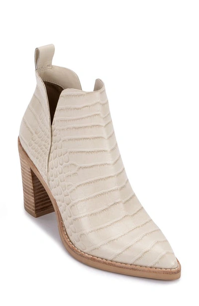 Dolce Vita Shannon Bootie In Egg Crocodile Print Leather