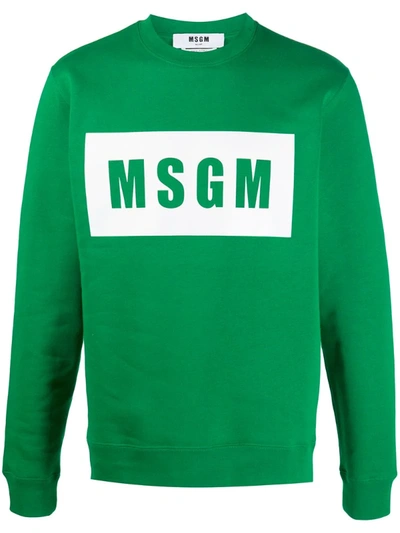 Msgm Logo-print Sweatshirt In Green